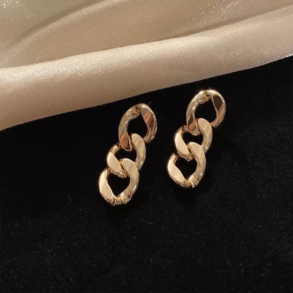“Intentions” Chain Link Minimalist Boho Indie Streetwear Fashion Dainty Earrings - Picture 10 of 12